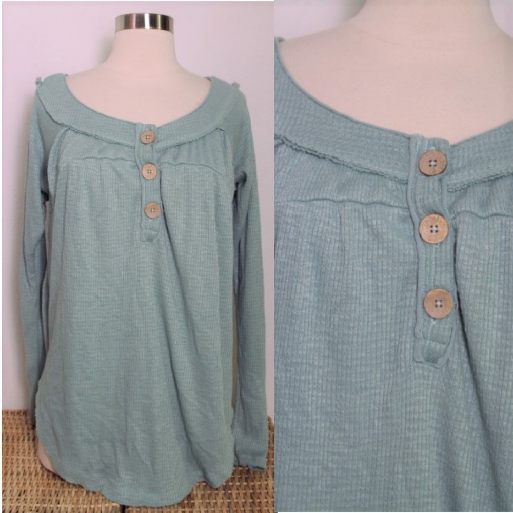 Free People Must Have Henley Mint Green Thermal S